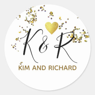 elegant & modern wedding love classic round sticker