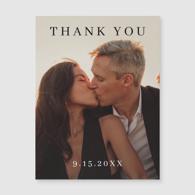 Elegant  Modern Wedding Magnet Thank You Card (Front)