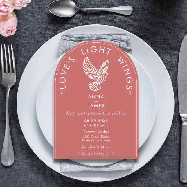 Elegant Modern Wedding Minimalist Rose Pink Quote Invitation