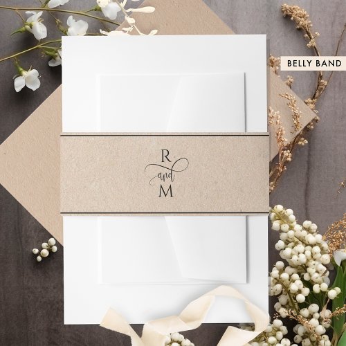 Elegant Modern Wedding Monogram Kraft Style Invitation Belly Band