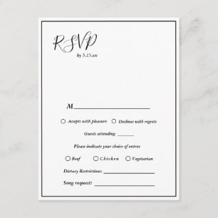 Elegant Modern Wedding Options RSVP Enclosure Card