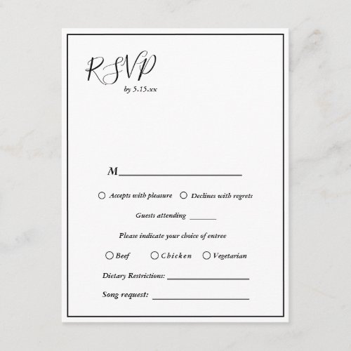 Elegant Modern Wedding Options RSVP Enclosure Card