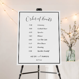 Elegant Modern Wedding Order Of Events Sign