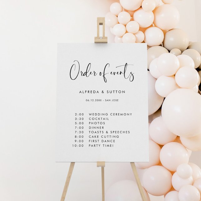Elegant & Modern wedding Order of events Sign (Creator Uploaded)