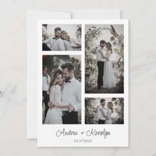 Elegant Modern wedding photo collage Thank You Card