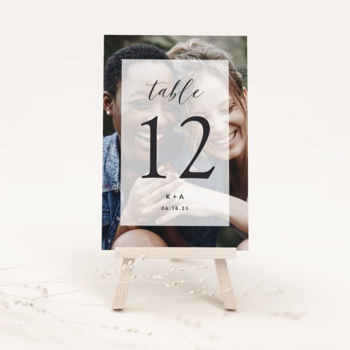 Elegant Modern Wedding Photo Initials  Date Table Number