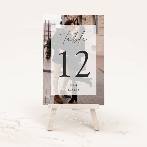 Elegant Modern Wedding Photo Initials  Date Table Number