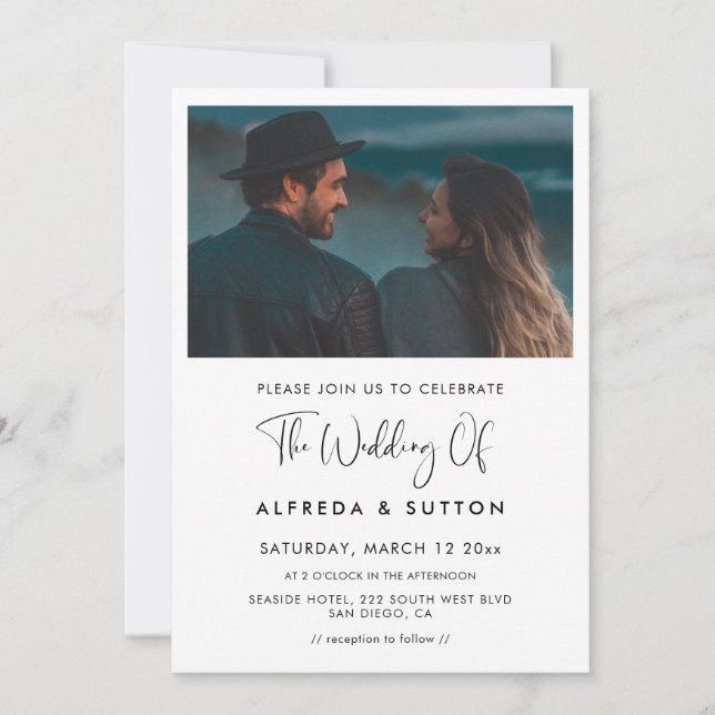 Elegant & modern wedding photo invitation (Front)