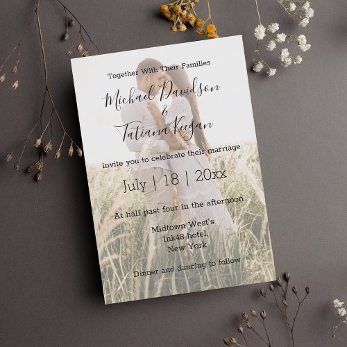 elegant  modern wedding  photo overlay invitation