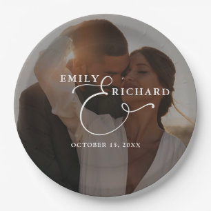 Elegant Modern Wedding Photo Paper Plates