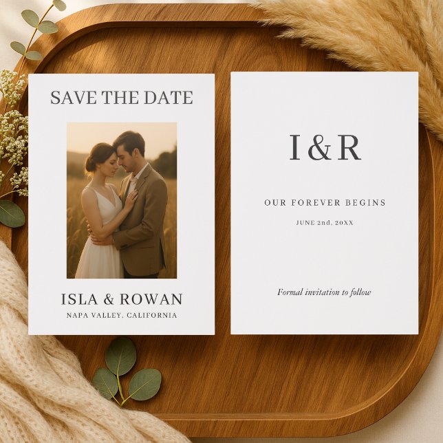 Elegant Modern Wedding Photo Save The Date Letterpress Photo Cards (Creator Uploaded)