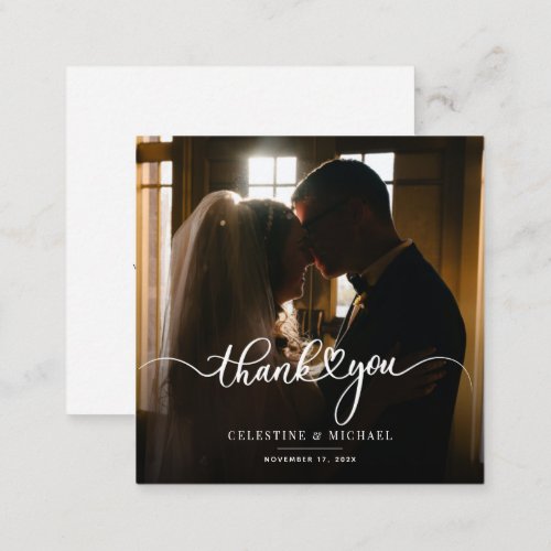 Elegant Modern Wedding Photo Thank You Note Card