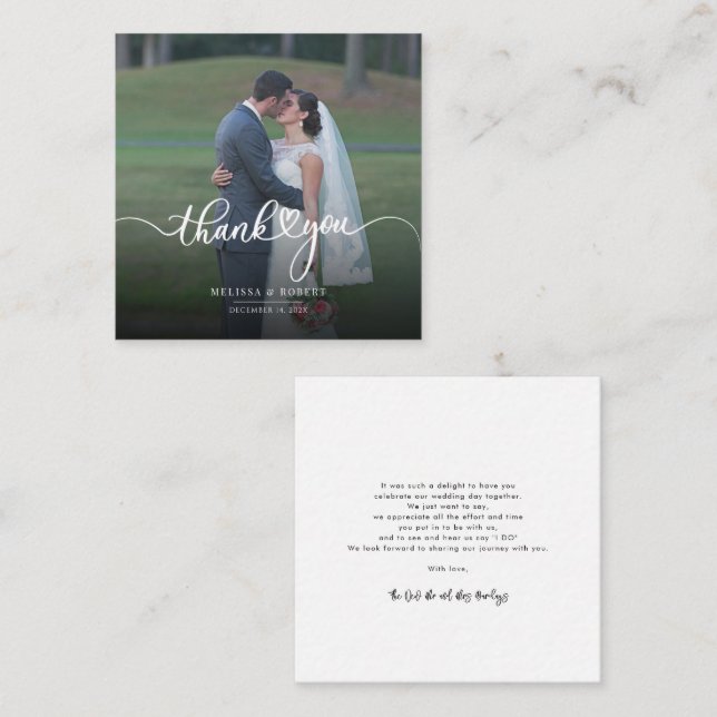 Elegant Modern Wedding Photo Thank You Note Card (Front/Back)