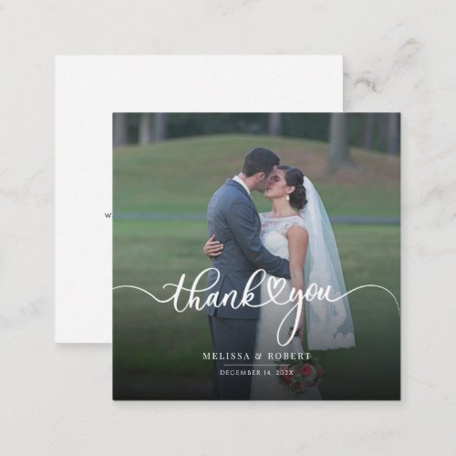 Elegant Modern Wedding Photo Thank You Note Card