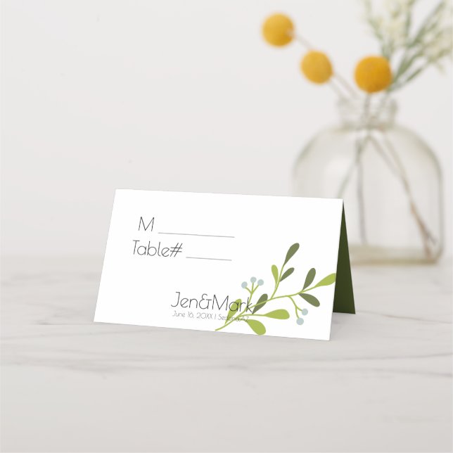Elegant Modern Wedding. Place Holder. Table Number Place Card (Front)