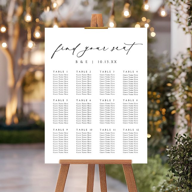 Elegant Modern Wedding Reception Seating Chart  Foam Board (Creator Uploaded)