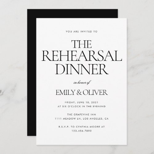 Elegant Modern Wedding Rehearsal Dinner Invitation