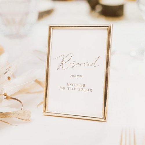 Elegant Modern Wedding Reserved Table Sign