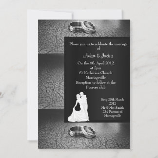 ELEGANT& MODERN WeDDing ring invitation black whit
