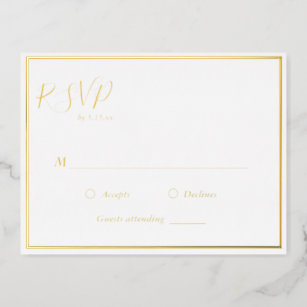 Elegant Modern Wedding RSVP Gold Foil Postcard