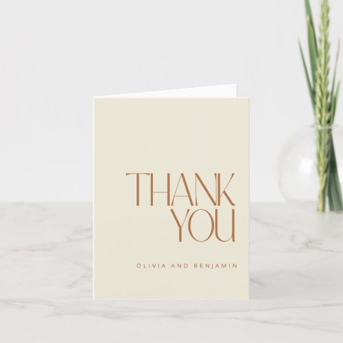 Elegant Modern Wedding Rust Personalized Message Thank You Card