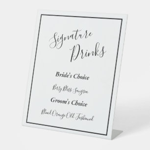 Elegant Modern Wedding Signature Drinks Sign