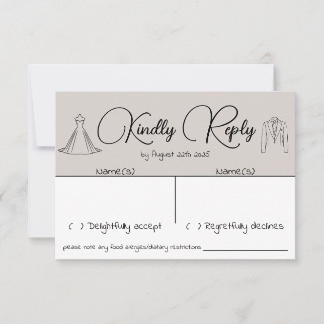 Elegant modern wedding Silhouette Collection RSVP Card (Front)