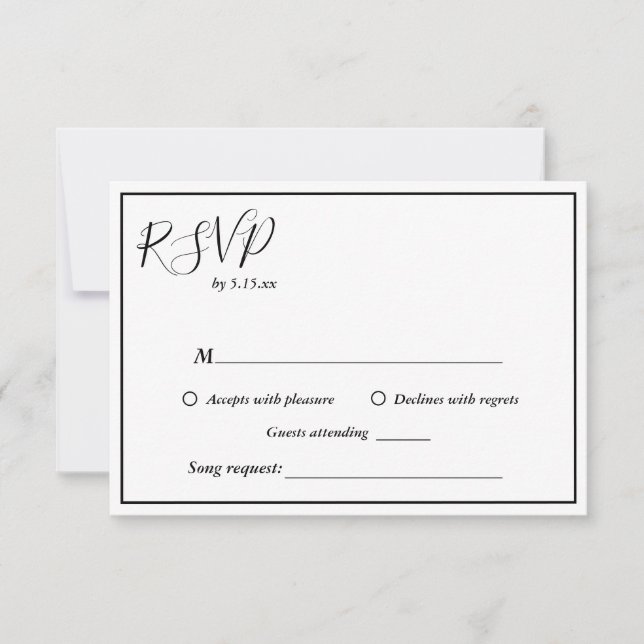Elegant Modern Wedding Song Request RSVP Card (Front)