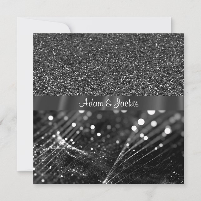 ELEGANT & MODERN WEDDING SPLIT Black and white Invitation (Front)