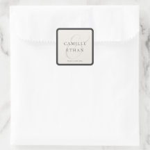 Elegant Modern Wedding Square Favor Sticker
