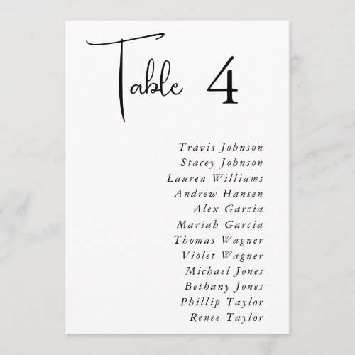Elegant Modern Wedding Table Seating Chart Cards