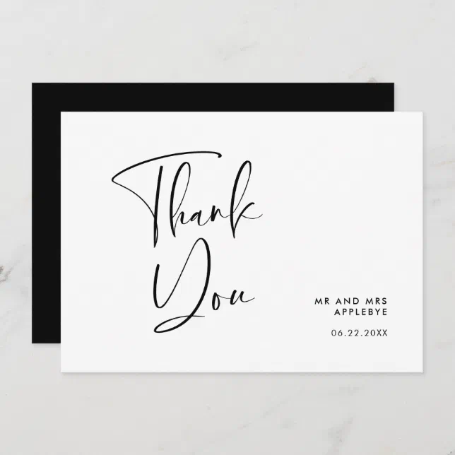 Elegant & Modern Wedding Thank You Card 