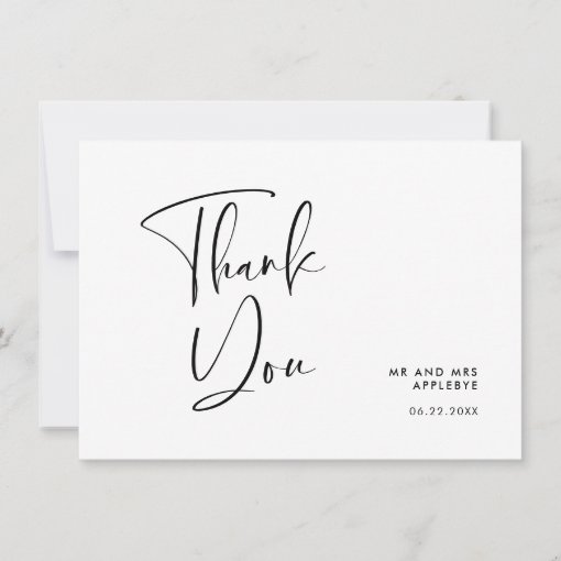 Elegant & modern wedding thank you card | Zazzle