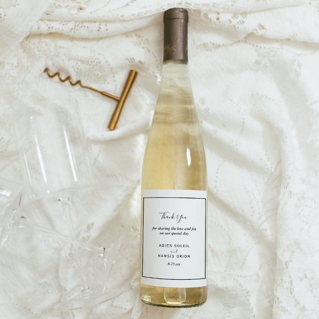 Elegant Modern Wedding Thank You Wine Label (Creator Uploaded)