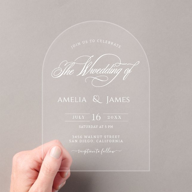 Elegant modern wedding transparent script design a acrylic invitations (Insitu (Handheld))