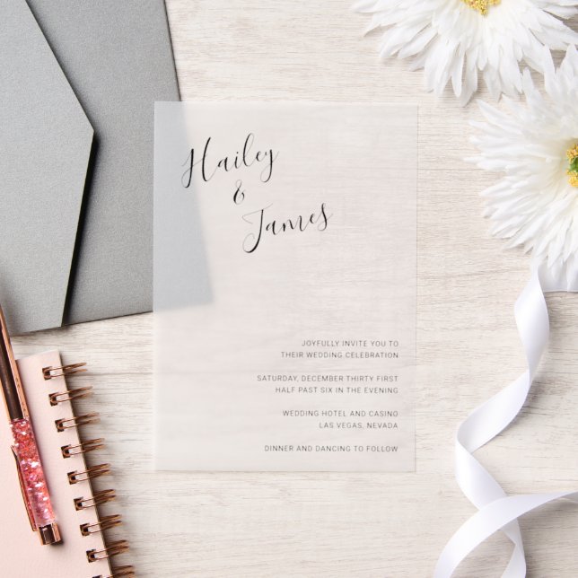 Elegant Modern Wedding Vellum Invitations (Wedding)