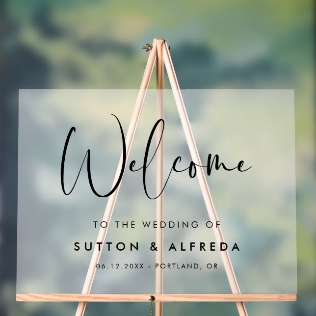Elegant & Modern Wedding Welcome Frosted Acrylic Sign (Neutral)
