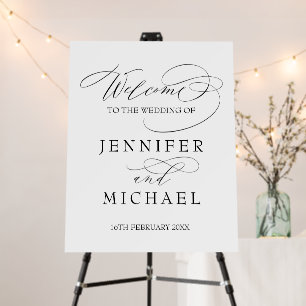 Elegant modern wedding welcome sign black & white