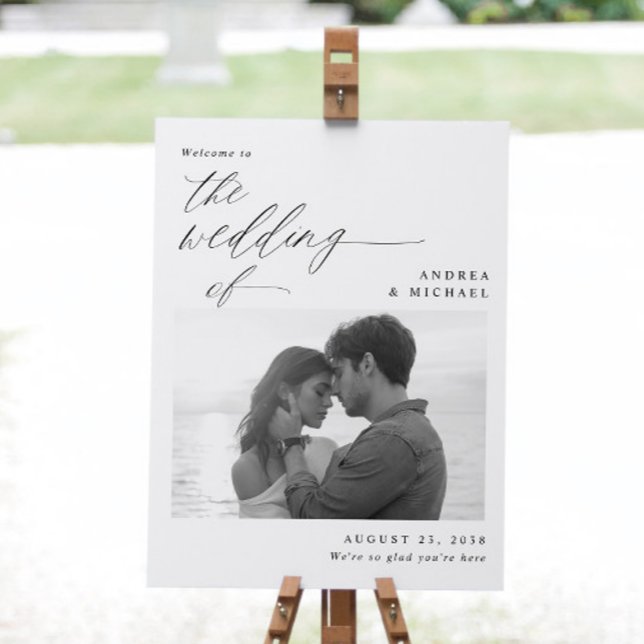 Elegant Modern Wedding Welcome Sign with Photo (Creator Uploaded)
