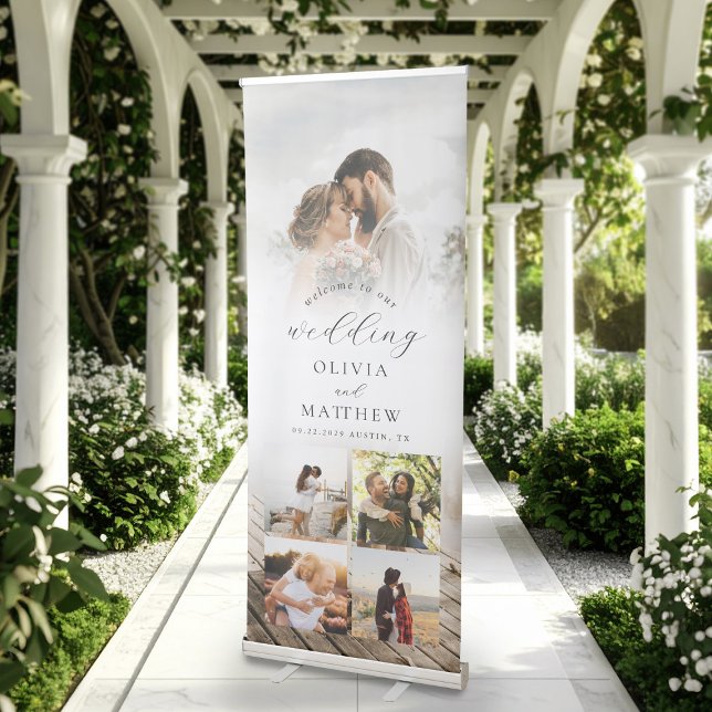 Elegant Modern Welcome Photo Wedding Retractable Banner (Creator Uploaded)
