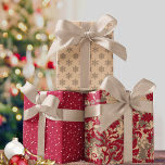 Elegant Modern Whimsical Christmas Set of Gift  Wrapping Paper Sheets<br><div class="desc">This festive Christmas gift wrapping paper set features three distinct and complementary designs, perfect for adding a touch of elegance and whimsy to your holiday presents. The first sheet showcases a beautiful floral design of flowering Acanthus plants, rendered in a sophisticated palette of burnt red and taupe, with lighter accents...</div>