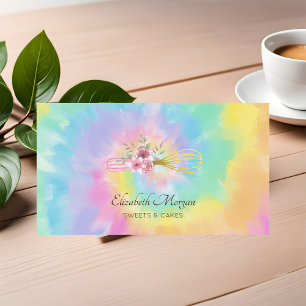 Elegant Modern Whisk Flowers Tie Dye Business Card