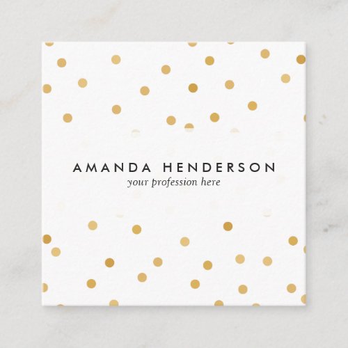 Elegant Modern White and Gold Confetti Dots Square Business Card