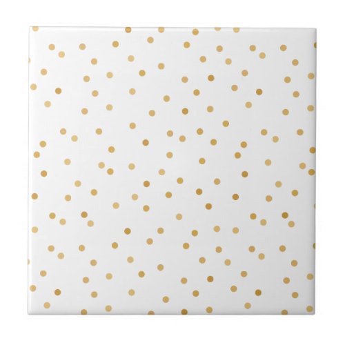 Elegant Modern White and Gold Confetti Dots Tile