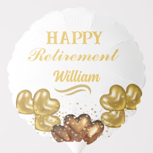 Elegant Modern White and gold Happy Retirement  Balloon (Front)