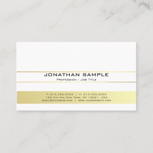 Elegant Modern White and Gold Professional Matte Business Card