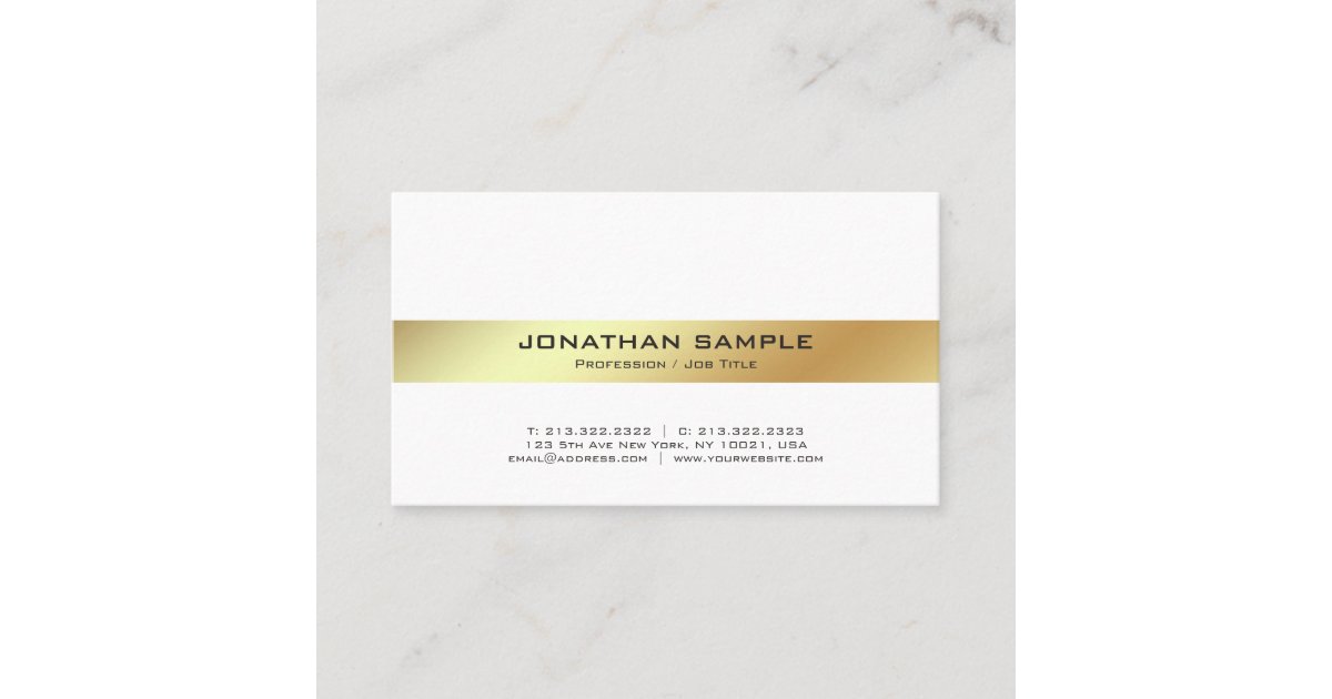 Elegant Modern White and Gold Professional Plain Business Card | Zazzle