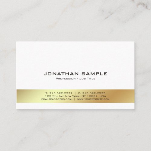 Elegant Modern White and Gold Professional Plain Business Card