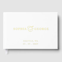 Elegant Modern White and Gold Wedding Foil Guest Book