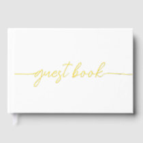 Elegant Modern White and Gold Wedding Foil Guest Book